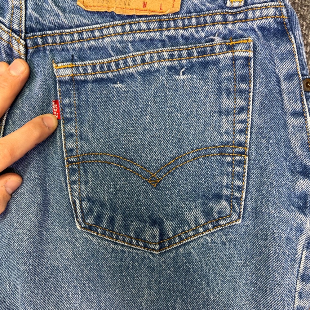 VTG 90s Levis 505 Jeans Womens 15 Blue High Rise Painted Tapered USA Made Grunge - Picture 14 of 16